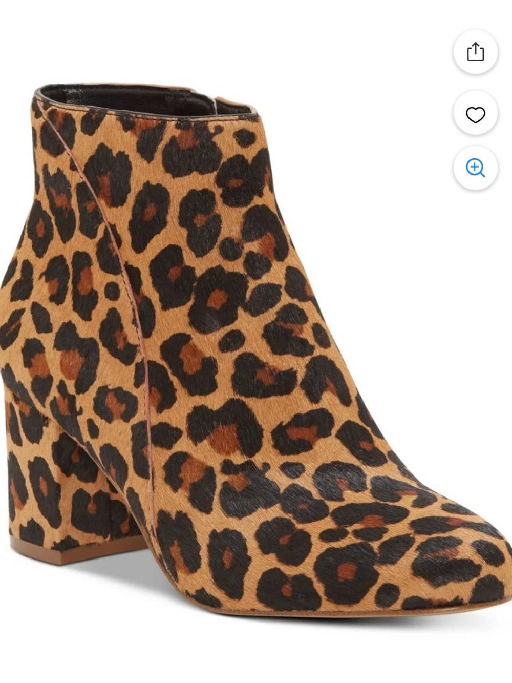 Womens Brown Animal Print Cushioned Floriann Round Toe Block Heel Zip-Up Booties